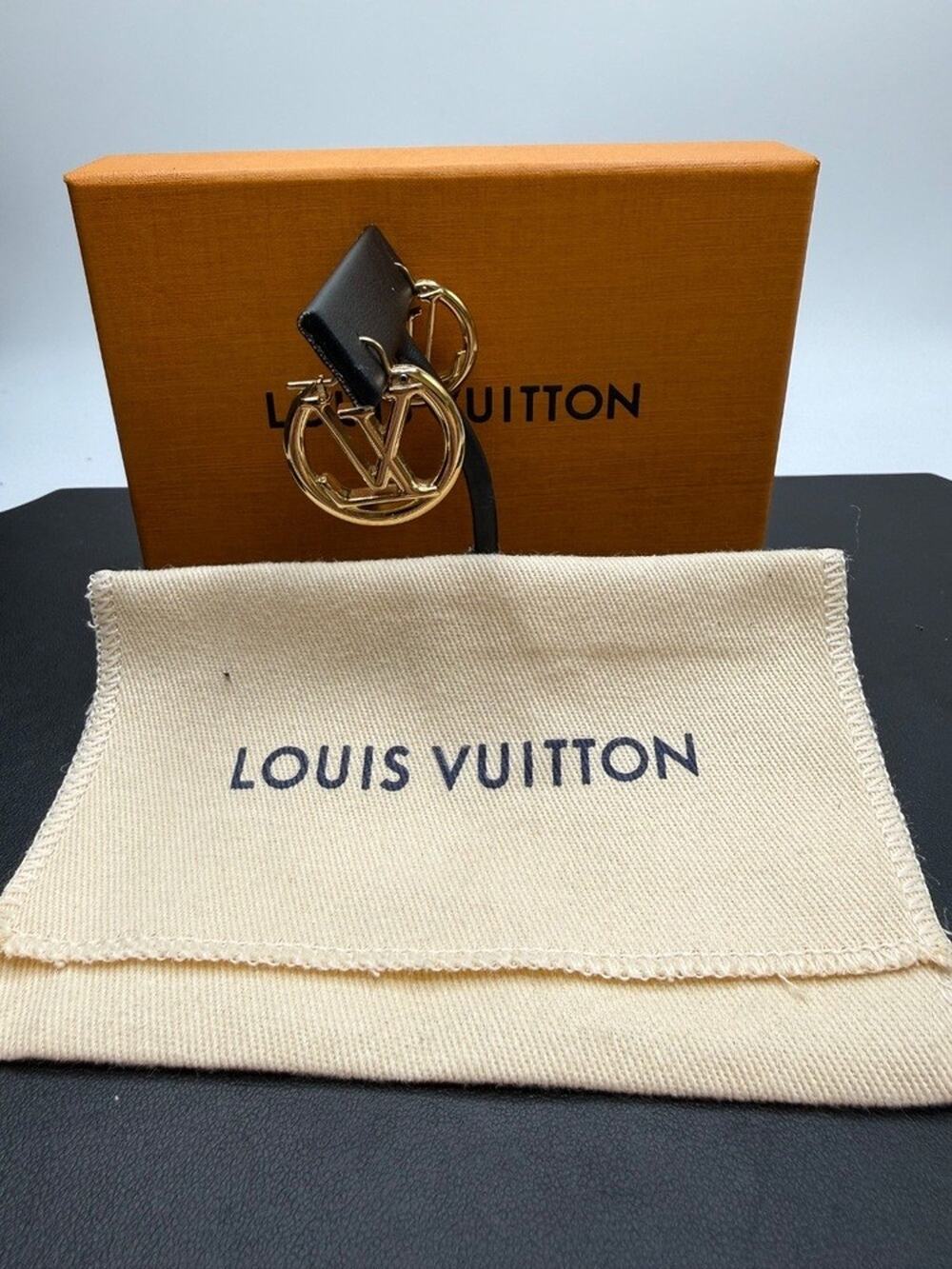 Louis Vuitton Metal Small LV Hoop Earrings Gold Tone in Box SPB-JB 371557